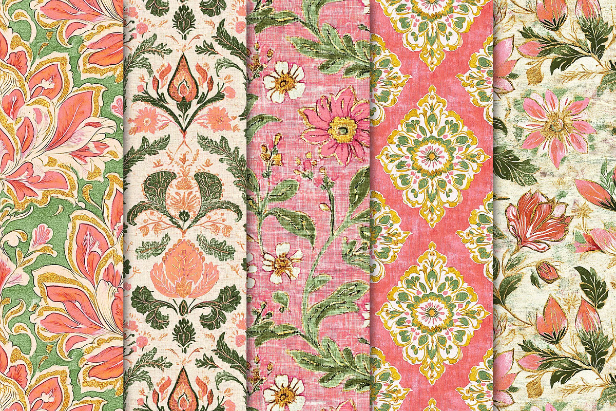 Boho Summer Floral Digital Paper, a Pattern Graphic by Maishop (Photo 2 of 4)