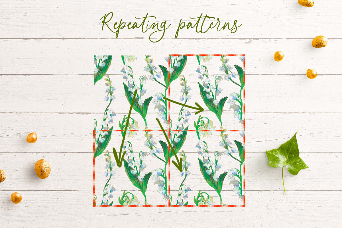 Lily of the Valley Crayons  Seamless, a Pattern Graphic by Lucyinyourheart (Photo 7 of 10)