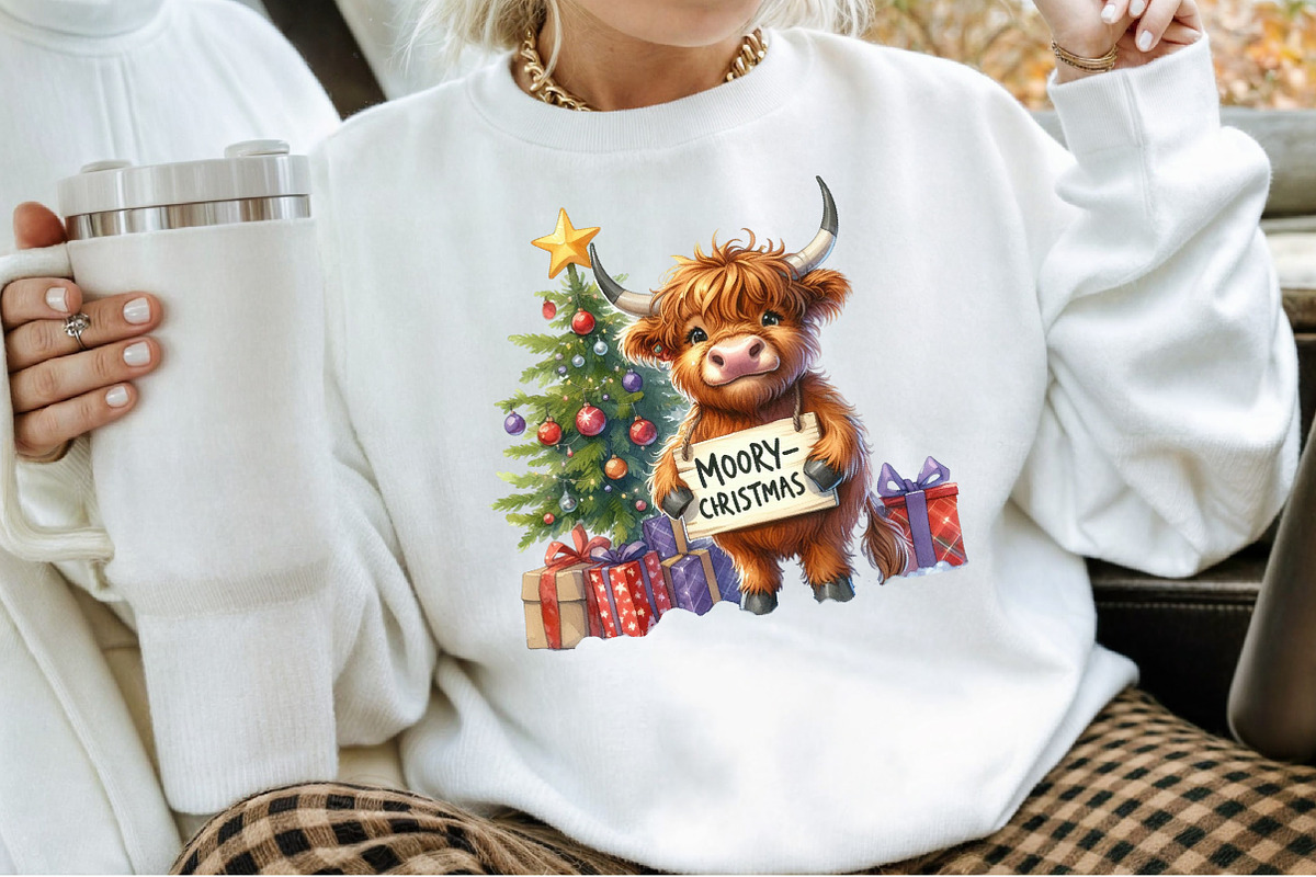 Moo-ry Christmas Cow PNG, an Illustration by Sublimation Artist (Photo 5 of 9)