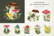 Forest Mushrooms Watercolor Clipart, a Decorative Illustration by AnitaPol (Thumbnail 6 of 21)