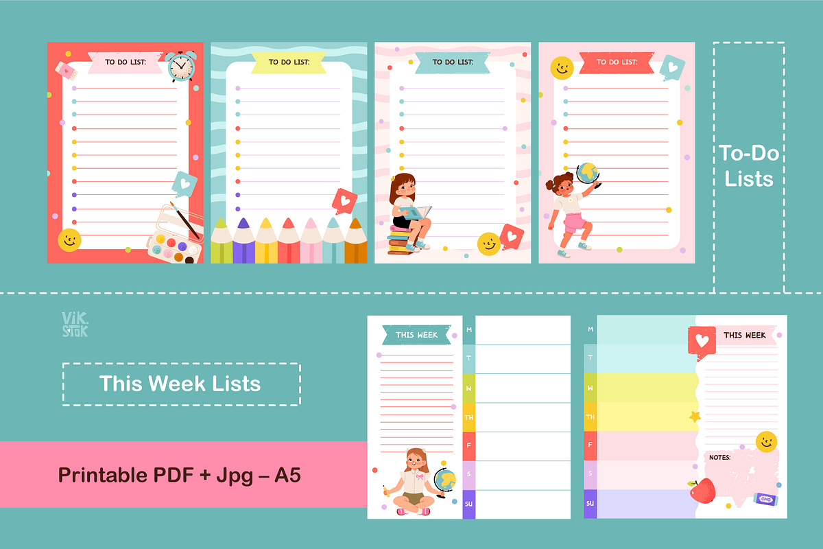 School Planner Set for Kids, a Stationery Template by vik.stock (Photo 5 of 9)