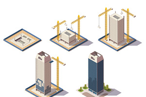 Skyscrapers Isometric Composition