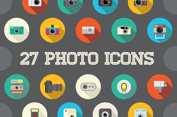 Awesome 27 Flat Vector Camera Icons