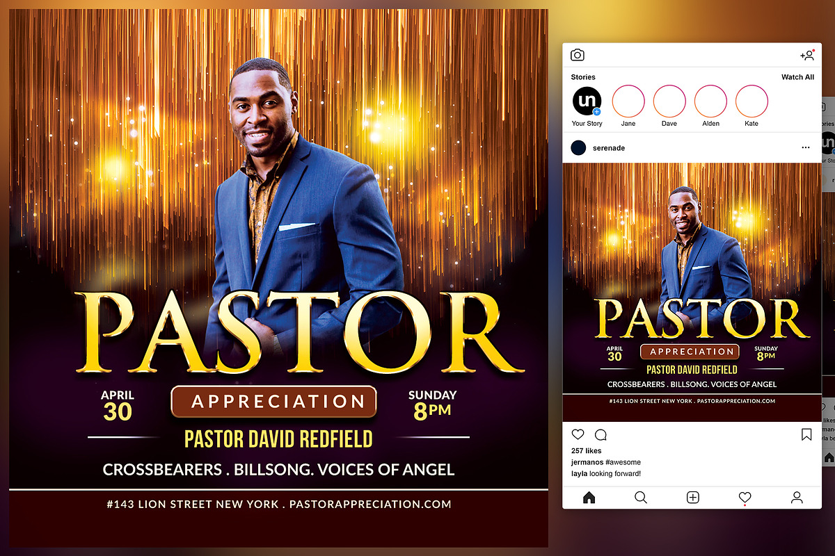Pastor Church Flyer, a Flyer Template by KiraYamato Design Studio