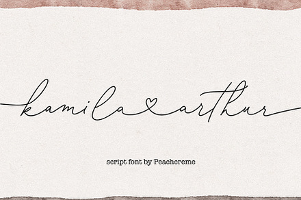 Kamila Arthur // Heart Script Font, a Handwritten Font by PeachCreme