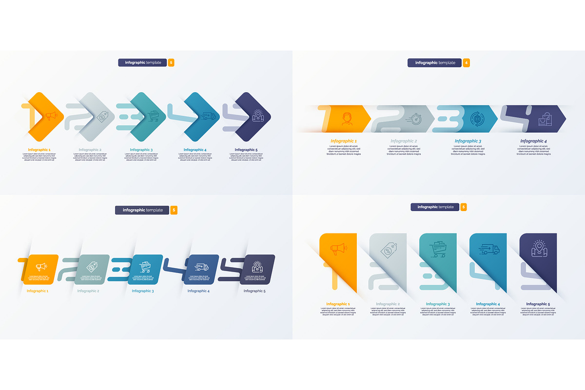 Set of vector infographic templates, a Templates & Theme by rikkyal (Photo 2 of 3)