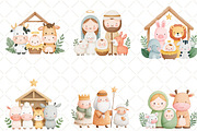 Christmas Nativity ClipArt Cute Anim, an Illustration by Black Bird Studio (Thumbnail 2 of 6)