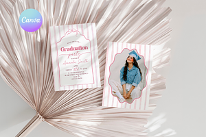 Feminine Graduation Party Invite, a Templates & Theme by VeliusCreativeStudio