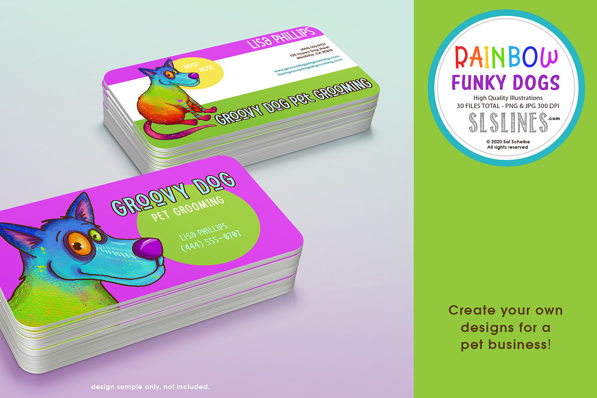 Rainbow Funky Dog Illustrations PNG, an Illustration by SLS Lines (Photo 3 of 10)