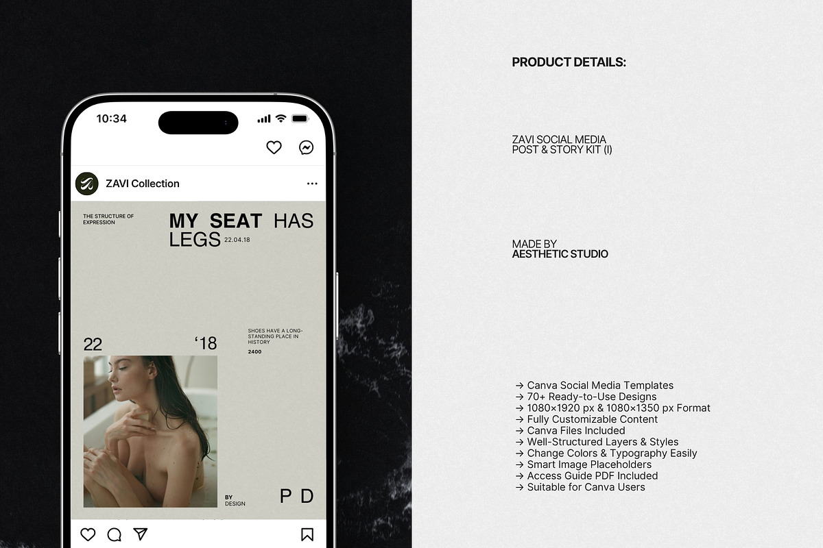 ZAVI | Instagram Post & Story (II), a Social Media Template by The Aesthetic Studio (Photo 8 of 10)