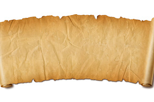 Old crumpled mediaeval Parchment paper scroll isolated on white, a Background Photo by GoodGoods