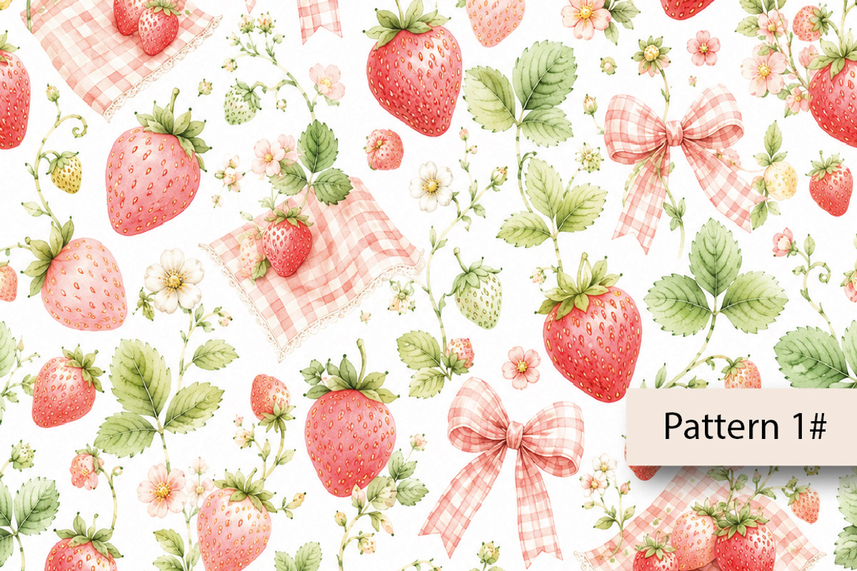Strawberry Seamless Pattern, a Pattern Graphic by Villa 11 Estudio (Photo 2 of 13)