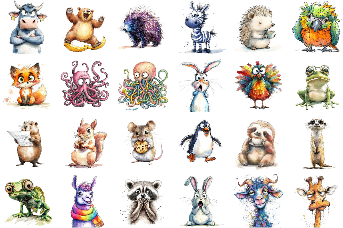 Funny Frazzled Quirky Animals Clipar, an Illustration by Sublimation Artist (Photo 2 of 6)