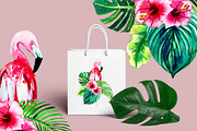 Watercolor tropical leaves Clipart, a Decorative Illustration by lilisavelieva (Thumbnail 6 of 7)