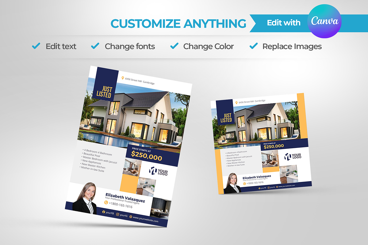 Just listed real estate Canva, a Flyer Template by antyalias store (Photo 2 of 3)