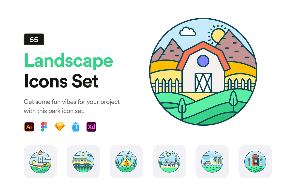 Landscape Icon Set, a Duotone Icon by Brickclay (Photo 1 of 9)
