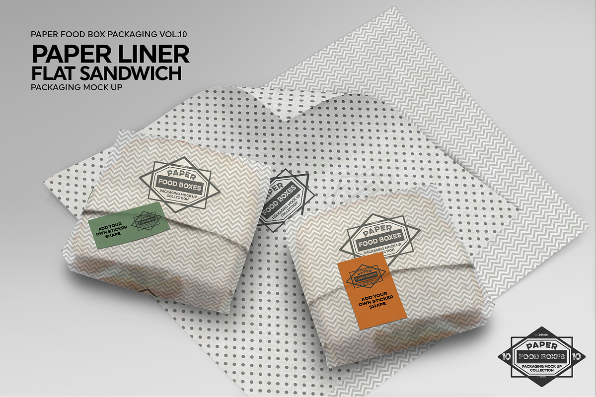 Flat Sandwich Paper Liner Mockup, a Product Mockup by INCDesign (Photo 4 of 6)