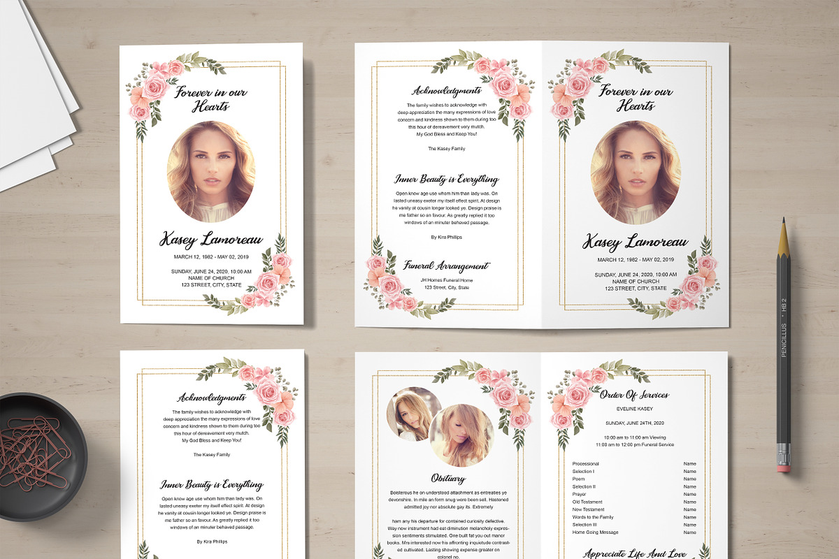 Memorial Program Template, an Invitation Template by TemplatesForest (Photo 3 of 3)