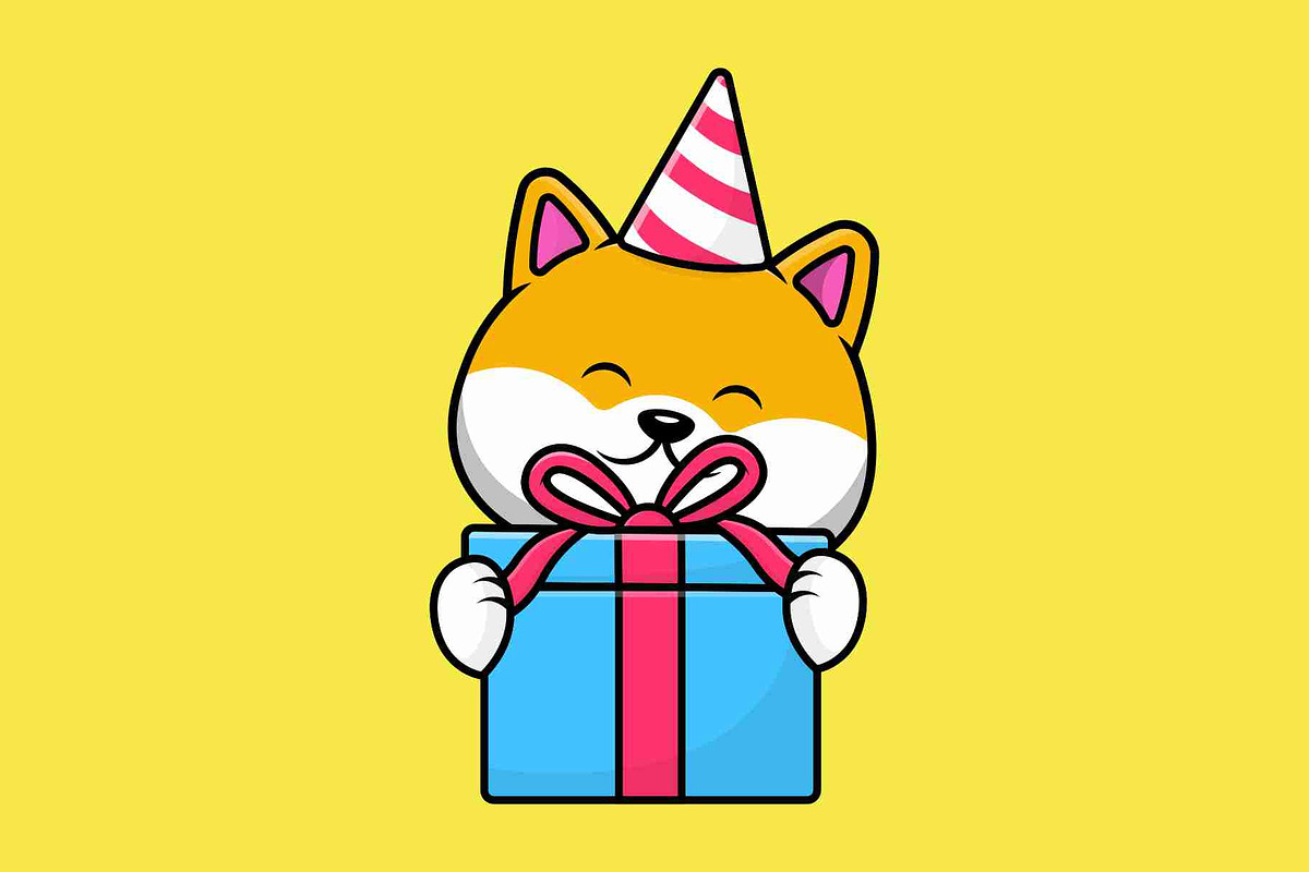 Cute Shiba Inu Dog With Birthday, an Animal Illustration by Artstorystudio (Photo 2 of 4)