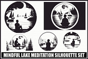 Lake Meditation Silhouette Set, an Illustration by jahid234 (Thumbnail 1 of 6)