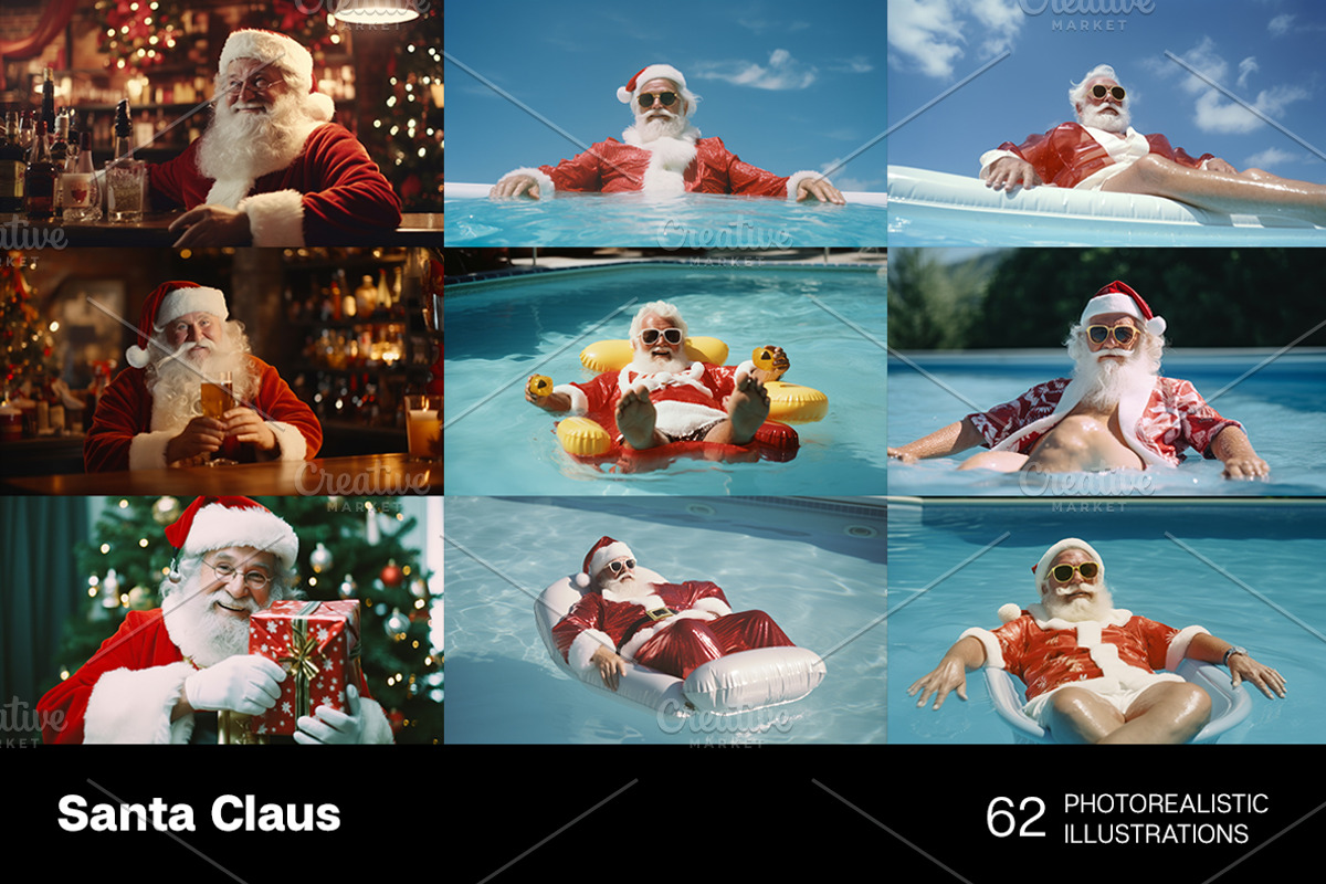 Santa Claus. 62 images, a Holiday Photo by Handmadefont (Photo 10 of 15)