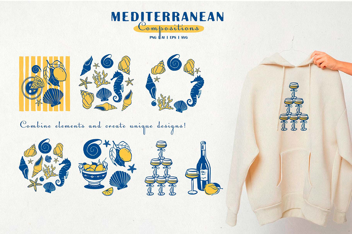 Mediterranean. Summer Clipart Set, a Seasonal Illustration by VerAna (Photo 4 of 11)