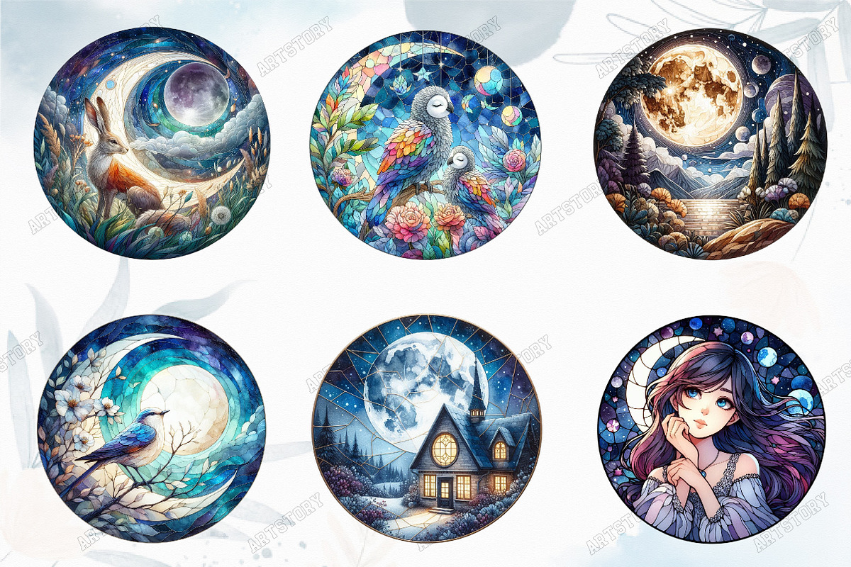 Round Moonlit Nights Stained Glass, a Graphic by designcity5 (Photo 2 of 5)