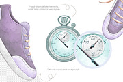 Watercolor Fitness Clipart Set, an Object Illustration by Mespilia (Thumbnail 2 of 5)
