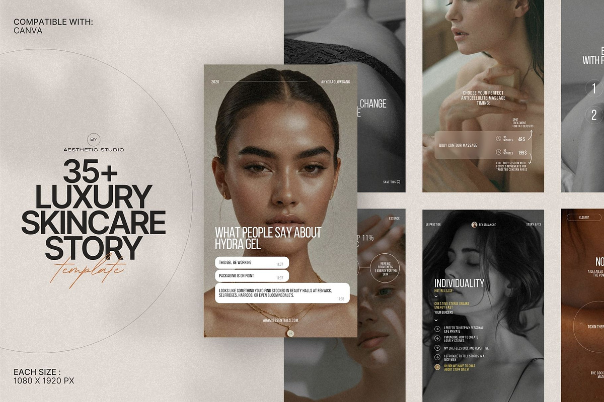 Calm Skincare Story Canva Design