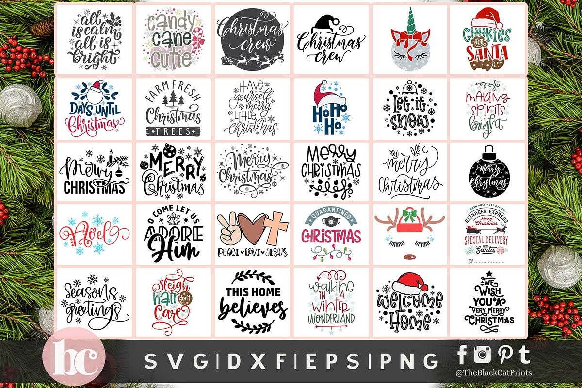 Christmas Quotes Bundle SVG PNG EPS, an Illustration by TheBlackCatPrints (Photo 5 of 5)