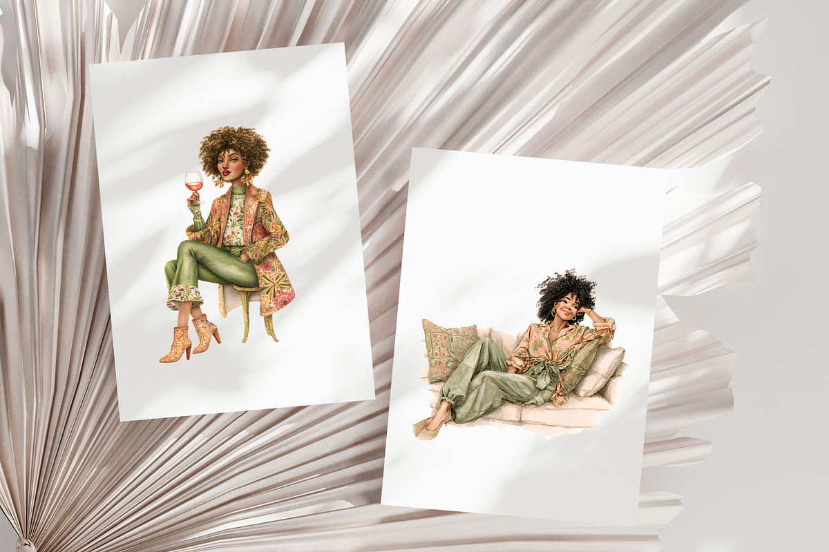 BLACK GIRL ROUTINE CLIPART PACK, a Person Illustration by Daring Digies (Photo 9 of 10)