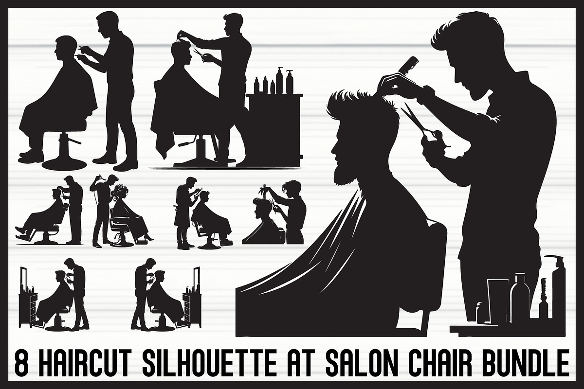 Salon Chair Haircut Bundle, an Illustration by hafijul