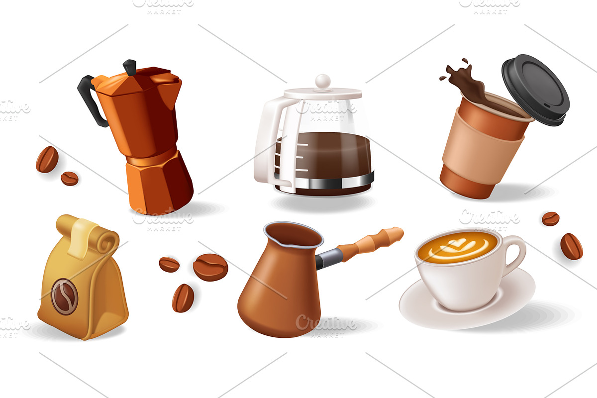 Coffee 3D Illustrations, a Food Illustration by alexdndz