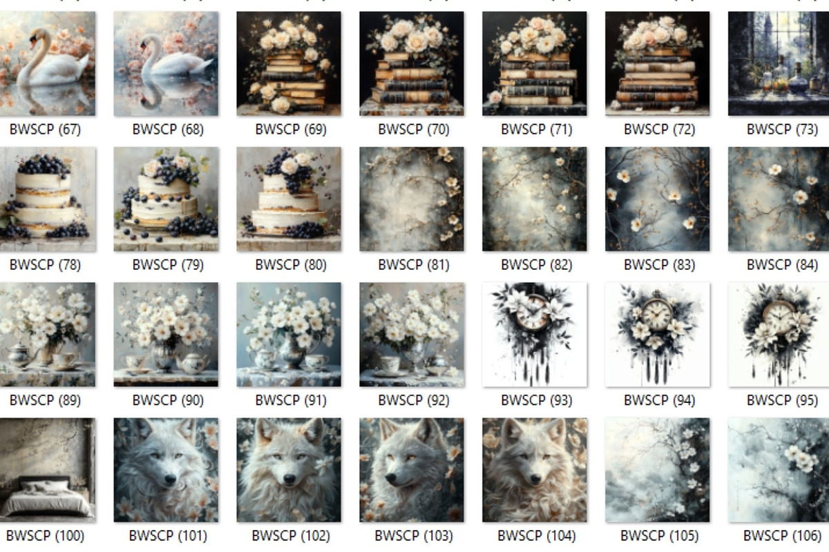 140+ Black and White Shabby Chic Pap, a Decorative Illustration by HubbaDigitals (Photo 2 of 5)
