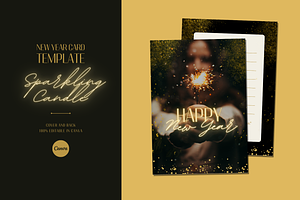 New Year GREETING CARD CANVA TEMPLAT, a Card Template by The Little Lily Studio