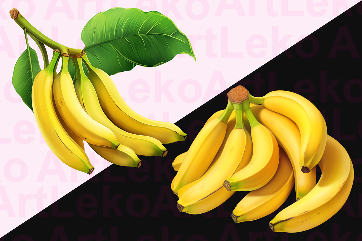 Bananas Clipart, a Food Illustration by LekoArt (Photo 4 of 10)