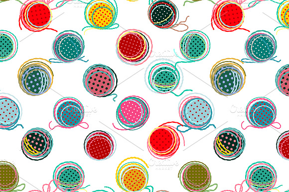 Colorful Seamless Yarn Balls Pattern