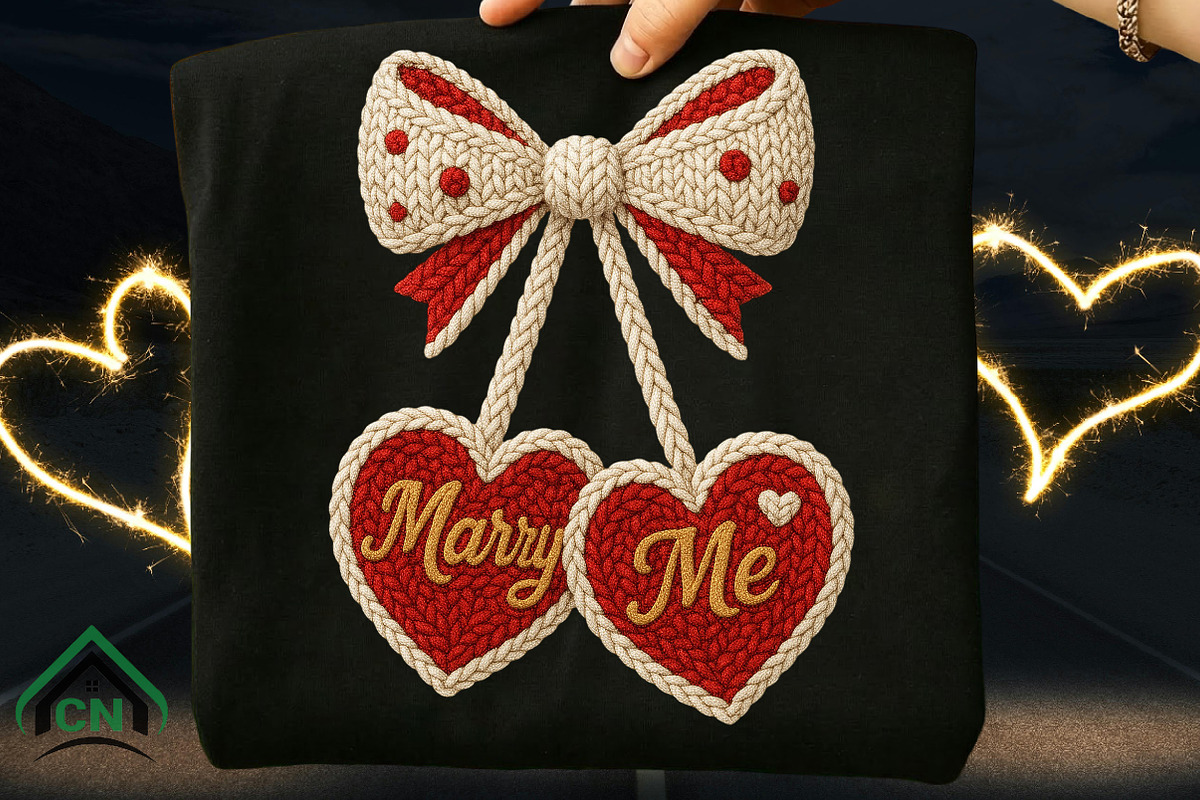 Knitted Bow with Marry Me Hearts Png, an Illustration by Craft Nest (Photo 4 of 6)