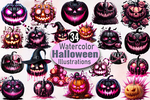 Creepy Black and Pink Halloween Pump, an Illustration by SVGArt