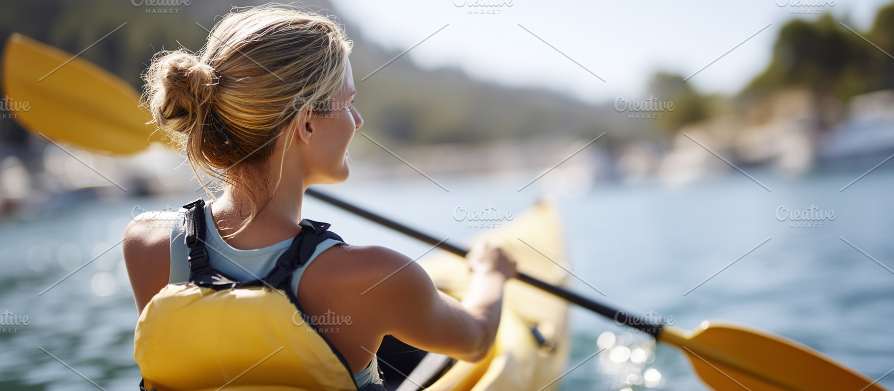 Young woman kayaking on a sunny day, a Sports & Recreation Photo by MistyDay