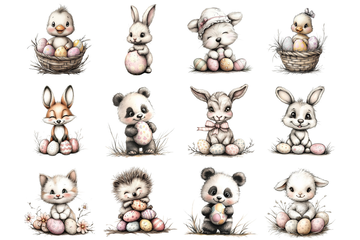 Happy Easter Animal Clipart, an Illustration by Design Market (Photo 2 of 5)