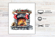 Christmas Fireplace Clipart, an Illustration by Canvas Craft (Thumbnail 8 of 8)