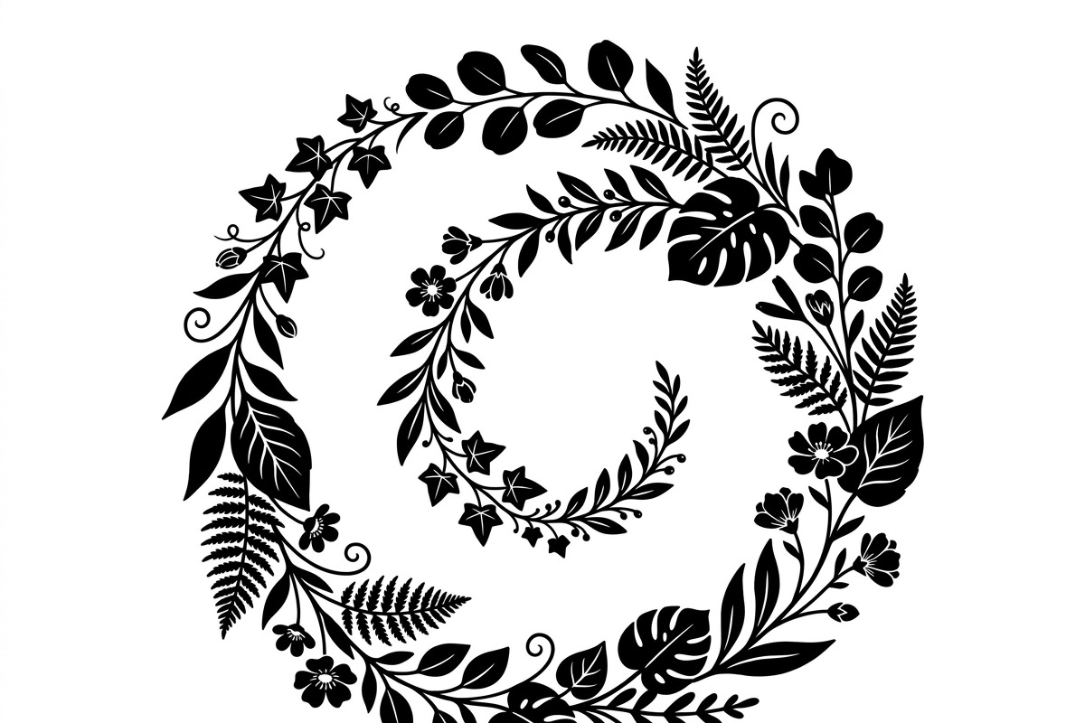 50 Elegant Floral Leaf Spiral Frame, a Decorative Illustration by Amazin_art (Photo 17 of 41)