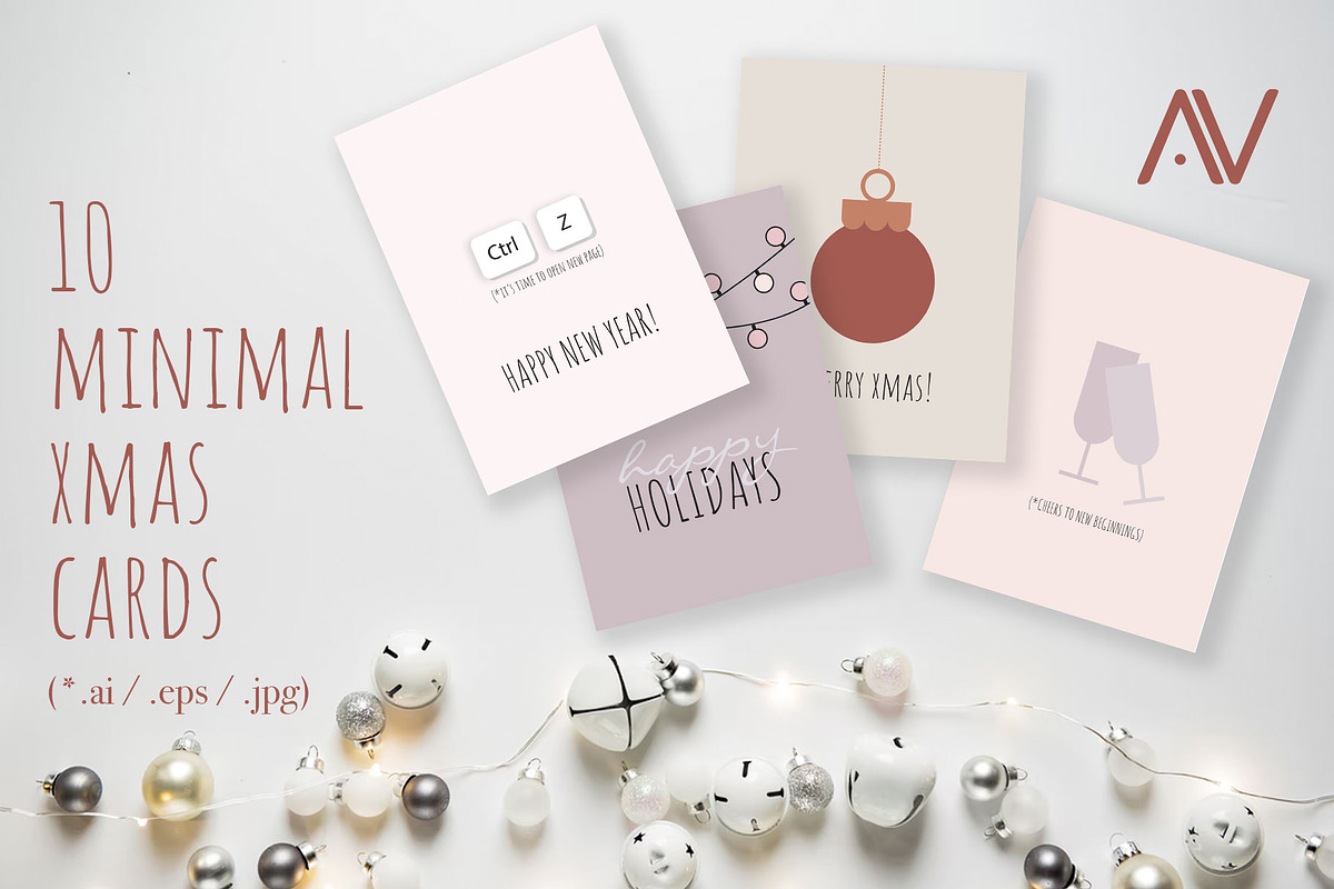10 MINIMAL XMAS CARDS, a Card Template by Anastasia_avgr (Photo 3 of 3)