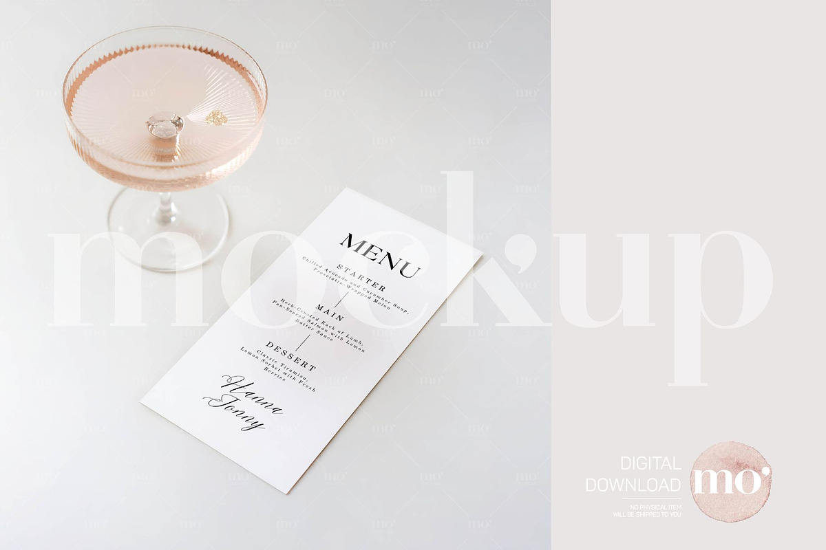 4x9 Wedding Menu Mockup, a Product Mockup by MoMockups (Photo 1 of 5)