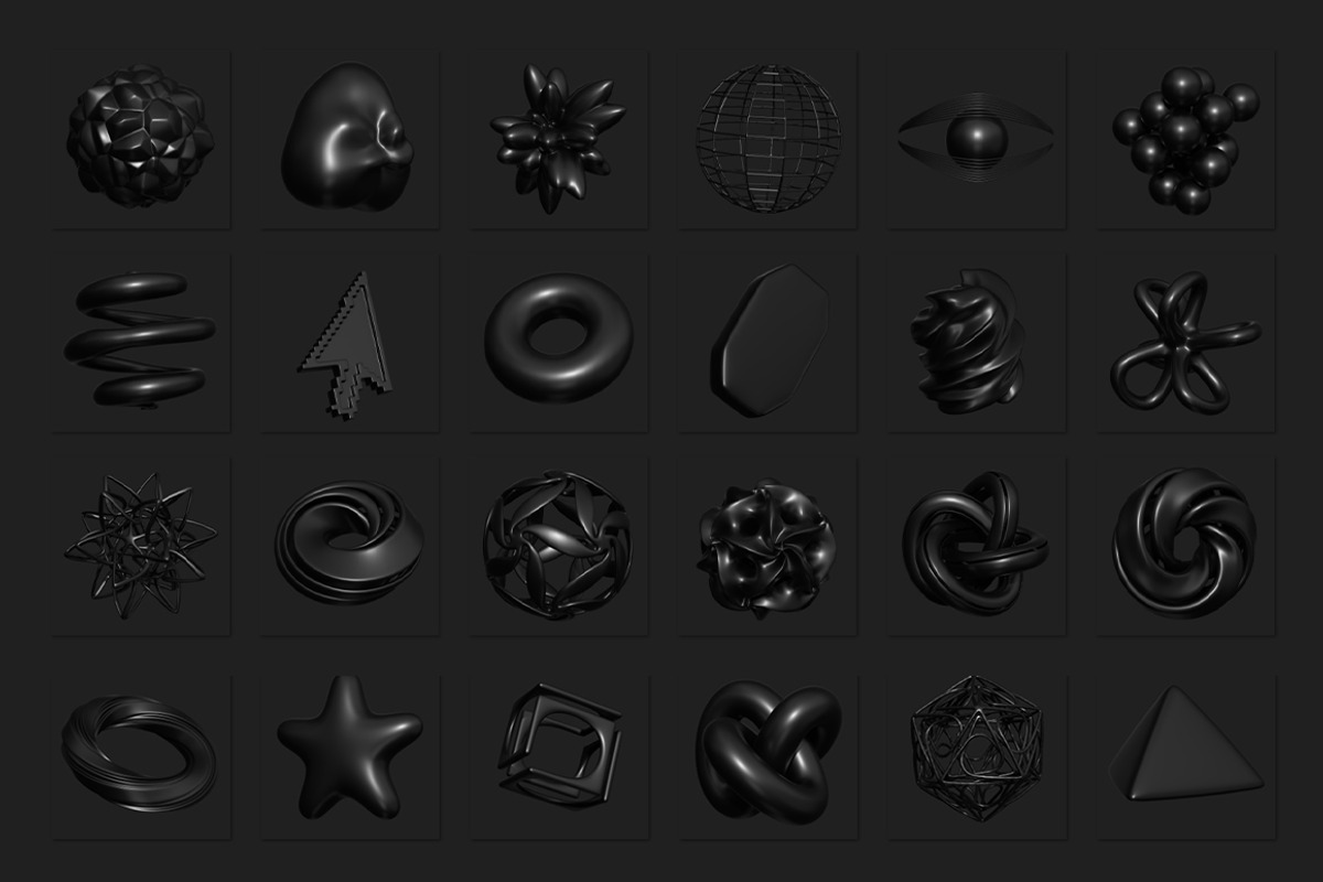 240 Black Abstract 3D Shapes, an Object Graphic by Cursedesign (Photo 4 of 6)