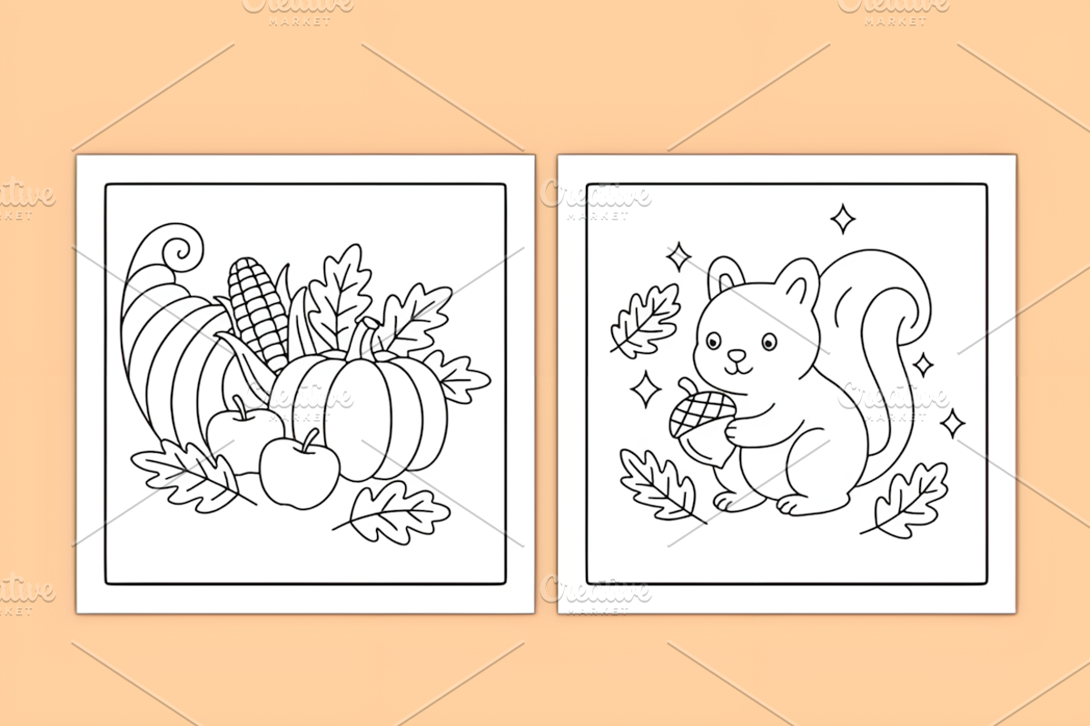 Thanksgiving Bold & Easy Coloring, a Seasonal Illustration by Coco Bloom (Photo 3 of 3)