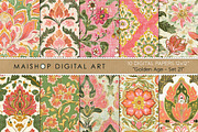 Boho Summer Floral Digital Paper, a Pattern Graphic by Maishop (Thumbnail 1 of 4)