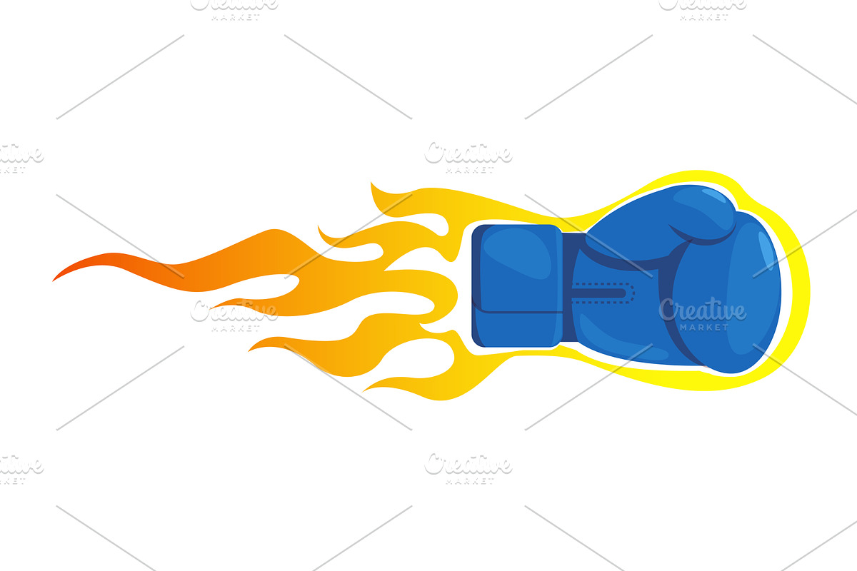 Blue boxing glove in yellow tongues, a Sport Illustration by Vectorbuum