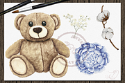 Teddy Watercolor Illustration, a Decorative Illustration by DioFlow (Thumbnail 3 of 6)